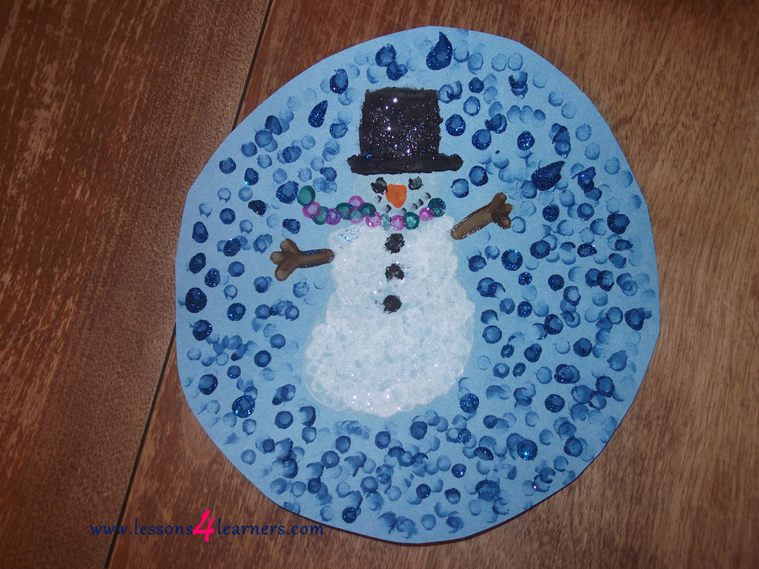 Snowman Globe Q-tip Painting